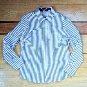 BODEN classic fit Sienna button down shirt 10r Blue/White Vertical Stripes
